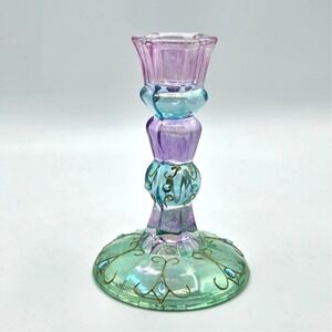 Partylite 5" (13cm) Mardi Gras Iridescent Taper Candle Holder #P7402 RETIRED‎